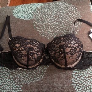 Gilligan & O’Malley Black Lace push-up bra 34A!